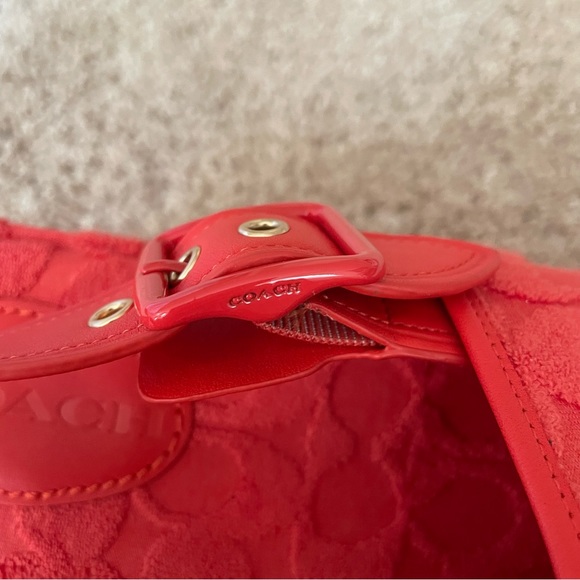 Coach Noelle Platform Sandals in Signature Terry Cloth Red Orange Size 8 - Picture 4 of 8